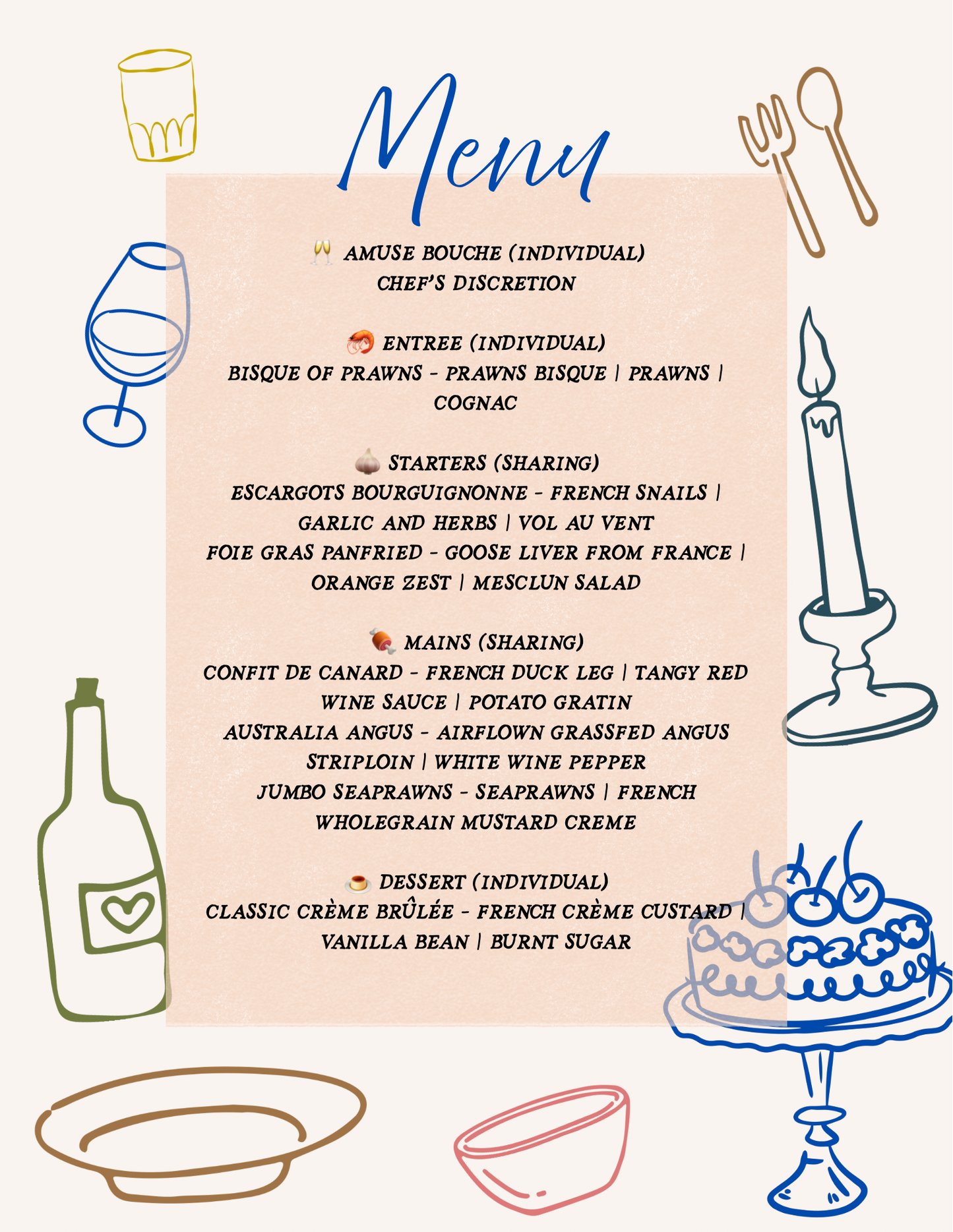 French Private Dining Experience